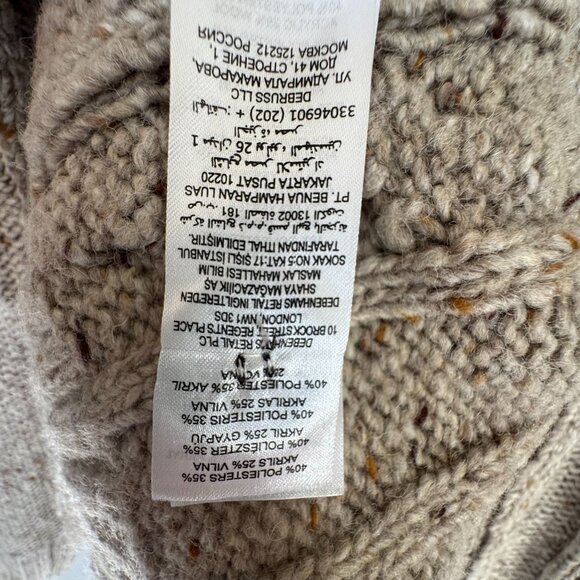 Rocha John Rocha Oatmeal Brown Wool Blend Cable Knit Fisherman Cardigan Medium - Picture 14 of 14